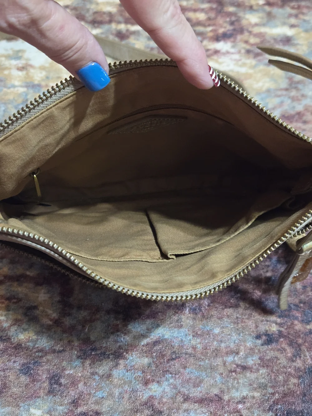 Fossil Metallic Champagne Leather Mini Crossbody Bag